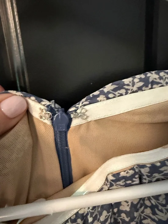 Veronica Beard Blue and White Strapless Ruched Floral Midi Dress - Picture 12 of 12